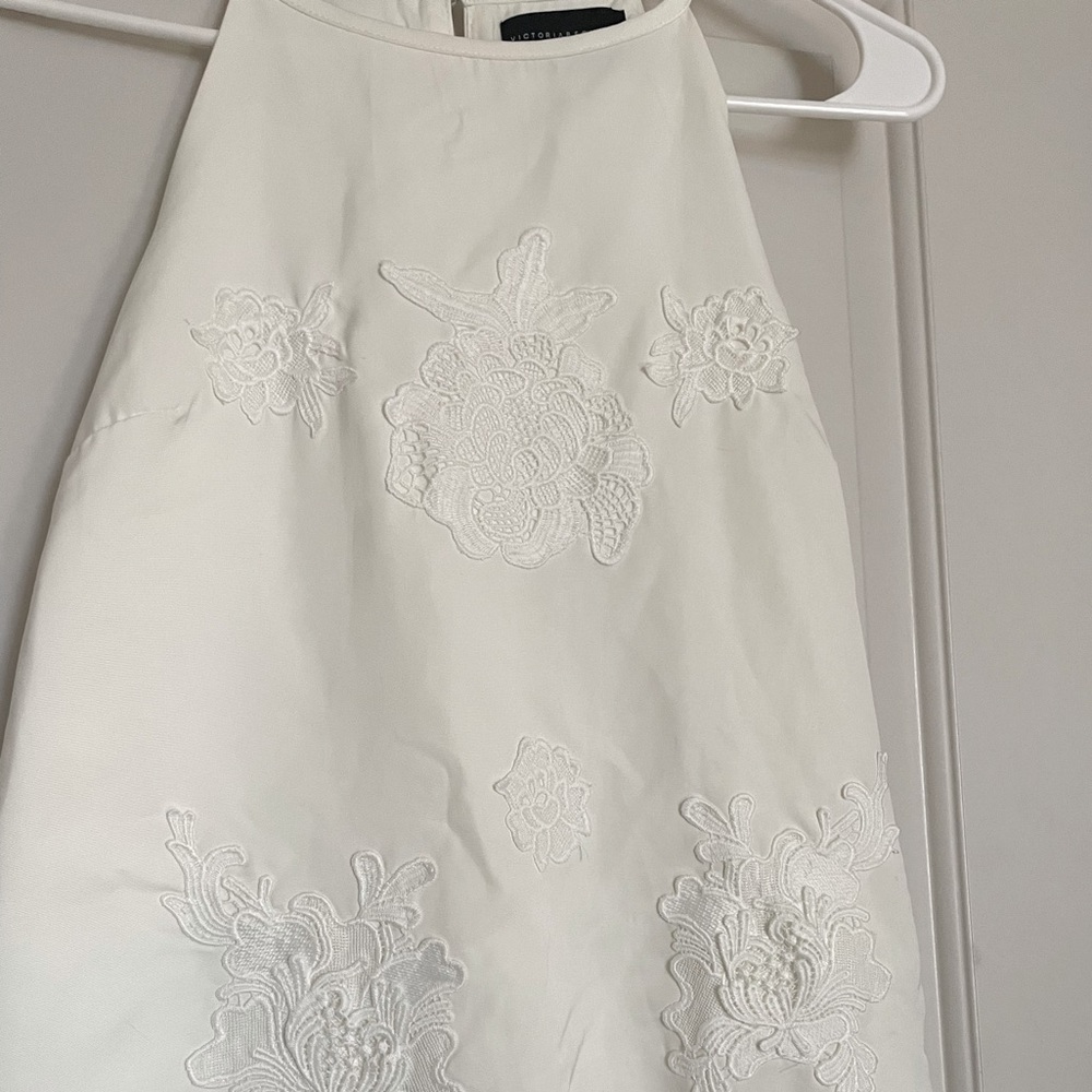 Victoria Beckham ivory embroidered lace dress